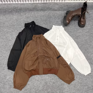 Áo Khoác Gió Nữ Nhăn Trơn 2 Lớp Bo Chun Cá Tính - Htm Fahsion