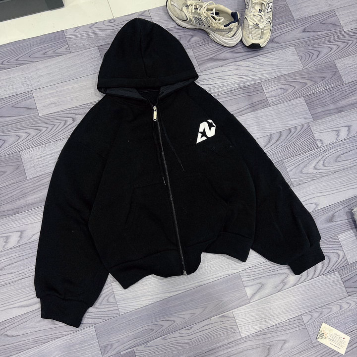 Áo Khoác Nỉ Nam Nữ In Họa Tiết Số 8 Sau Lưng Có Nón Chống Nắng - Htm Fashon - Ảnh 5