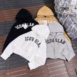 Áo Khoác Hoodie Nỉ Form Lửng Hàng Xk Phối Họa Tiết Chữ Iconslab Chống Nắng - Htm Fashion