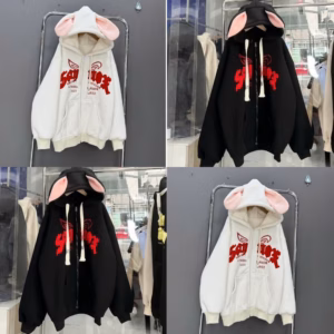 Áo Khoác Hoodie Nữ Có Mũ Tai Thỏ Siêu Đáng Yêu Chống Nắng - Htm Fashion