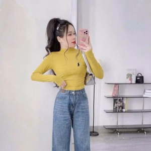 Áo Thun Td Cỗ Lọ Fom Dài Nhún 2 Bên Thêu Kiểu - Như Ý Boutique