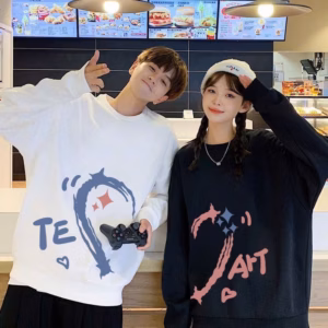 Áo Sweater Unisex Nam Nữ Vải Nỉ In Hình Trái Tim Ghép Đôi Couple Tp40 - Golden Dream