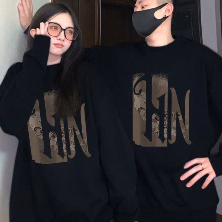 Áo Sweater Vải Nỉ Ngoại In Chữ Hn Unisex Nam Nữ From Rộng Tp50 - Golden Dream - Ảnh 2