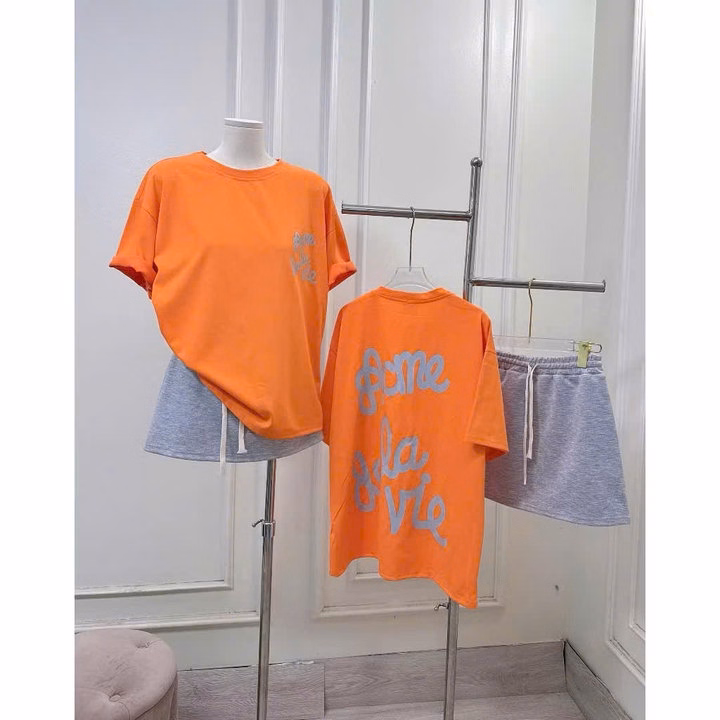 Set Váy Nữ Gồm Áo Thun In Nổi Chữ Acne Và Chân Váy Da Cá Có Quần Bảo Hộ Tp66 - Golden Dream - Ảnh 9