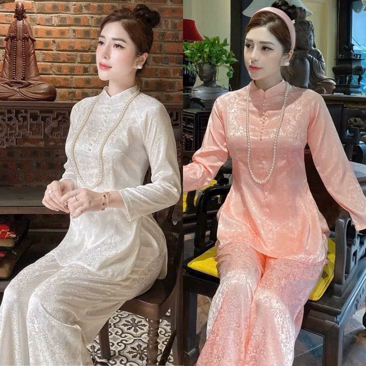 Set Bộ Lam Đi Chùa Nữ Vải Gấm Cổ Đứng Áo Xẻ Tà Siêu Đẹp Tp20 - Golden Dream