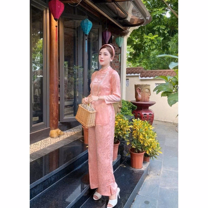 Set Bộ Lam Đi Chùa Nữ Vải Gấm Cổ Đứng Áo Xẻ Tà Siêu Đẹp Tp20 - Golden Dream - Ảnh 3