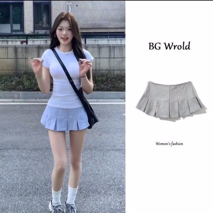 Chân Váy Thun Xếp Ly Trơn Dáng Ngắn Bt43U - Sam Store - Ảnh 5