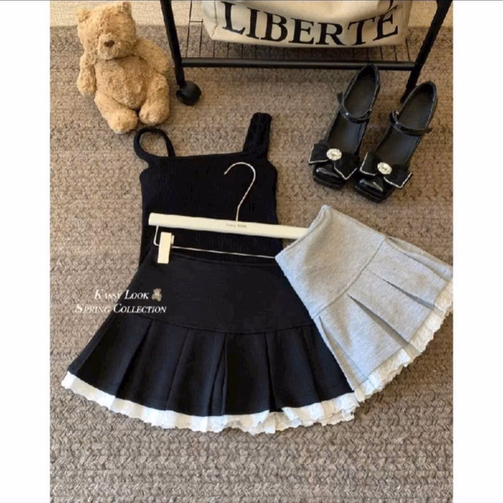 Chân Váy Xếp Ly Dáng Xòe Phối Ren Lai Bt44I-Sam Store - Ảnh 6