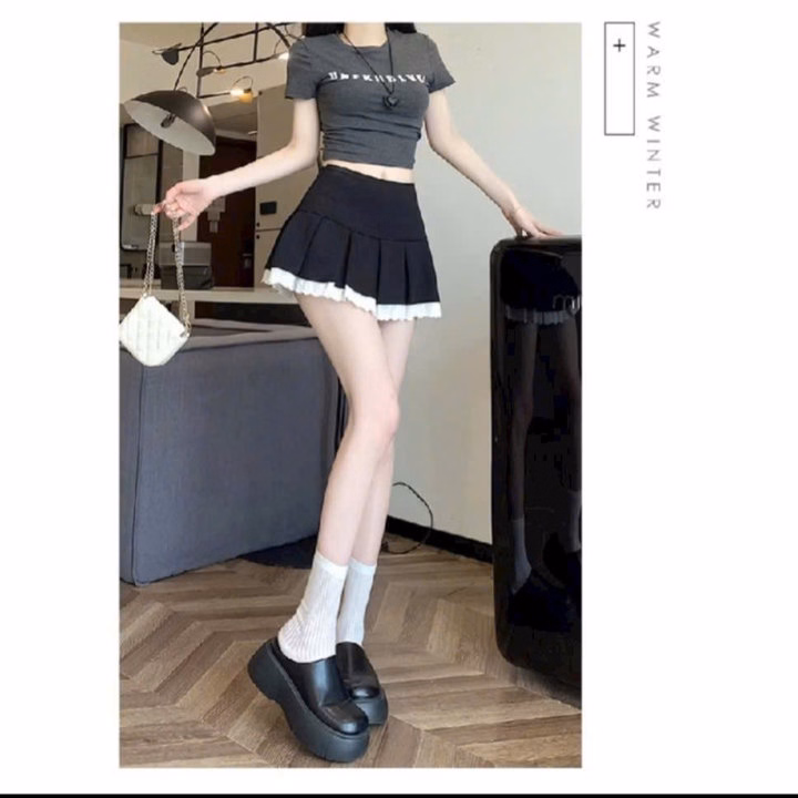 Chân Váy Xếp Ly Dáng Xòe Phối Ren Lai Bt44I-Sam Store - Ảnh 5