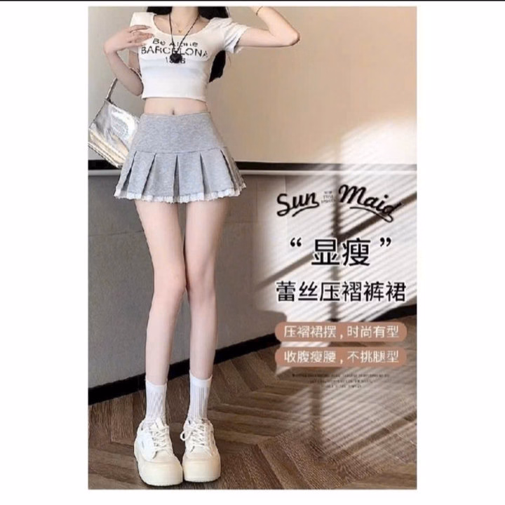 Chân Váy Xếp Ly Dáng Xòe Phối Ren Lai Bt44I-Sam Store - Ảnh 4