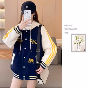 Áo Khoác Bóng Chày Unisex Nam Nữ Vải Nỉ Logo Thêu Phối Viền Tay Áo Khác Màu Ut200 - Golden Dream