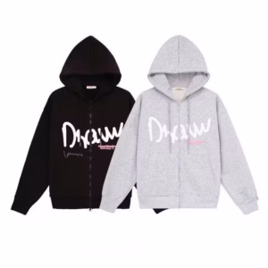 Áo Khoác Nỉ Dây Kéo Unisex Nam Nữ Vải Nỉ In Nổi Chữ Draw Form Rộng Tp45 - Golden Dream