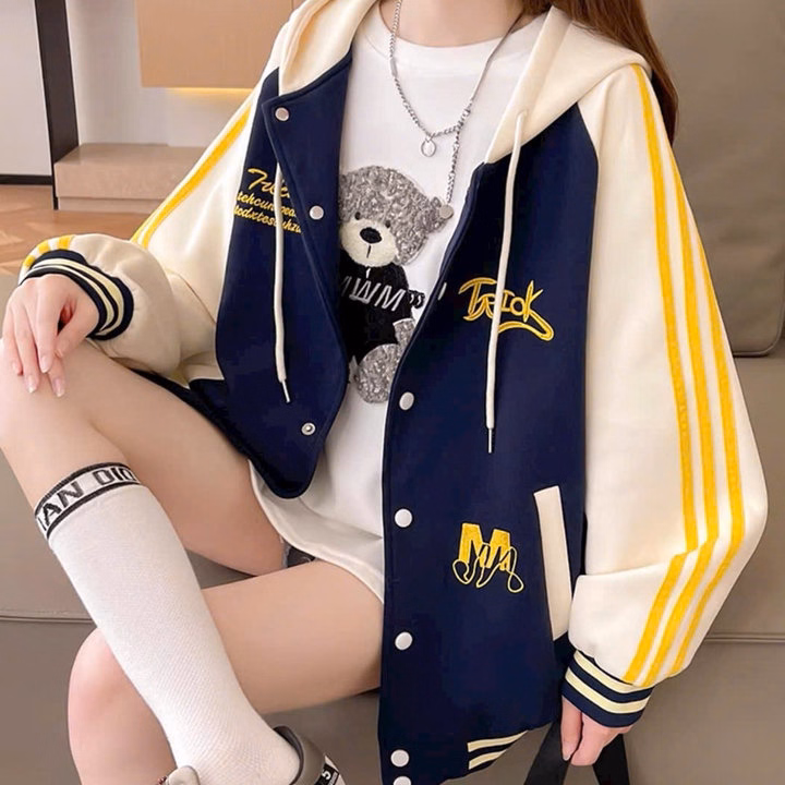 Áo Khoác Bóng Chày Unisex Nam Nữ Vải Nỉ Logo Thêu Phối Viền Tay Ut82 - Phương Store - Ảnh 5