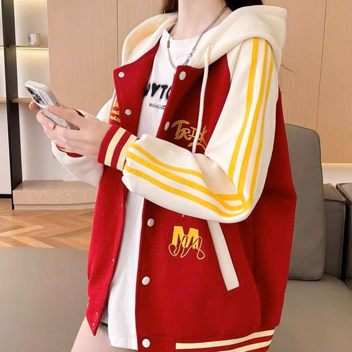 Áo Khoác Bóng Chày Unisex Nam Nữ Vải Nỉ Logo Thêu Phối Viền Tay Ut82 - Phương Store - Ảnh 7