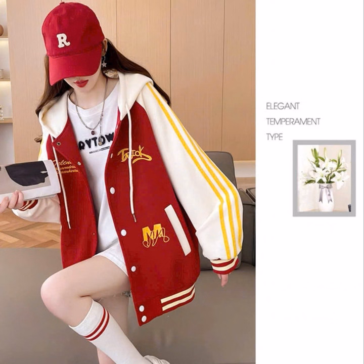 Áo Khoác Bóng Chày Unisex Nam Nữ Vải Nỉ Logo Thêu Phối Viền Tay Ut82 - Phương Store - Ảnh 6