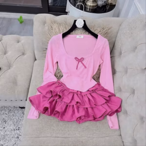 Set Áo Td Đính Nơ Kèm Chân Váy 3 Tầng Xoè - Lê Phương Boutique