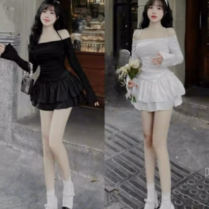 Set Áo Gân Kèm Chân Váy Tầng - Lê Phương Boutique