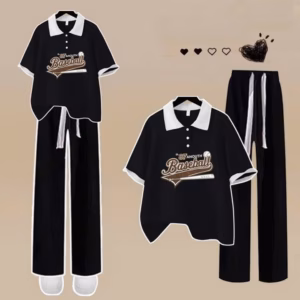 Tổng Hợp Các Sét Bộ Quần Rộng Dây To Đen + Mix Áo Thun Polo Có Cổ Bẻ