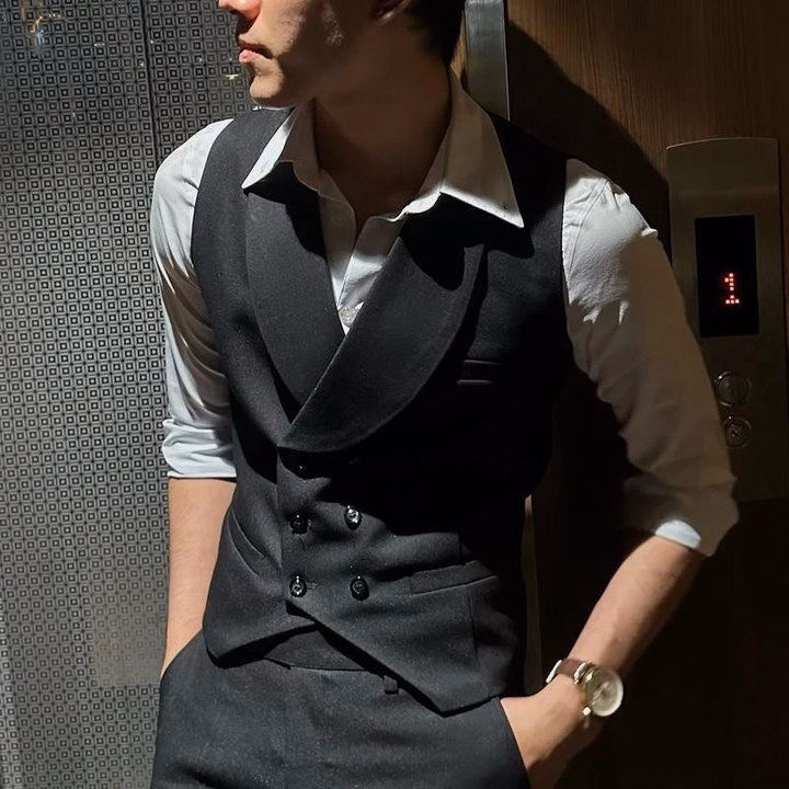 Áo Gile Nam Avn03 Cổ Vest Cao Cấp Ve Rộng 2 Lớp Đai Tôm Sau Lưng Cách Điệu Thiết Kế Sang Trọng Lịch Lãm -Tuto5 - Ảnh 8