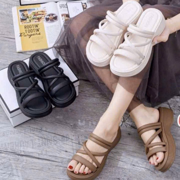 Dép Nữ Dây Chéo, Đế Cao 5Cm, Siêu Êm, Lên Chân Sang Chảnh- Haanh