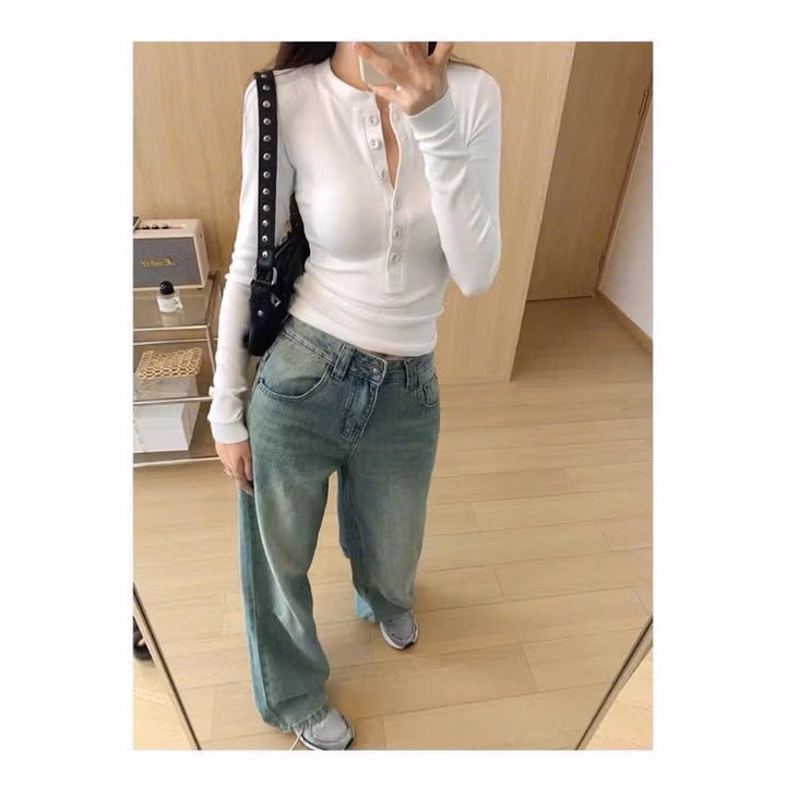 Áo Thun Tay Dài Nhiều Nút Ôm Body Ug40Rd- Sam Store - Ảnh 5