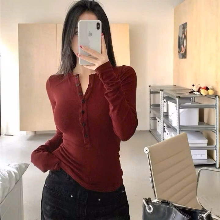 Áo Thun Tay Dài Nhiều Nút Ôm Body Ug40Rd- Sam Store - Ảnh 3