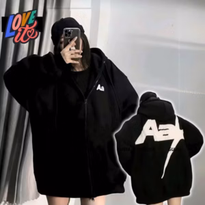 Áo Khoác Nỉ In Chữ Aa Unisex From Rộng Khóa Kéo Gu82Dr-Nana House