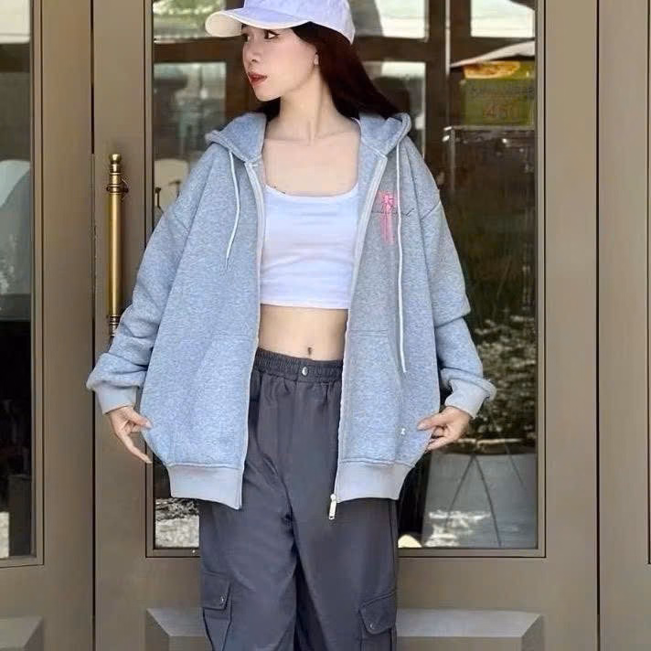 Áo Khoác Nỉ In Nơ Hồng Nam Nữ Unisex Gu82Tw-Nana House - Ảnh 3