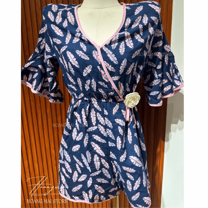 Bộ Đồ Bay (Bộ Liền Thân) Họa Tiết Phối Lá Thanh Lịch - Hoàng Mai Fashion