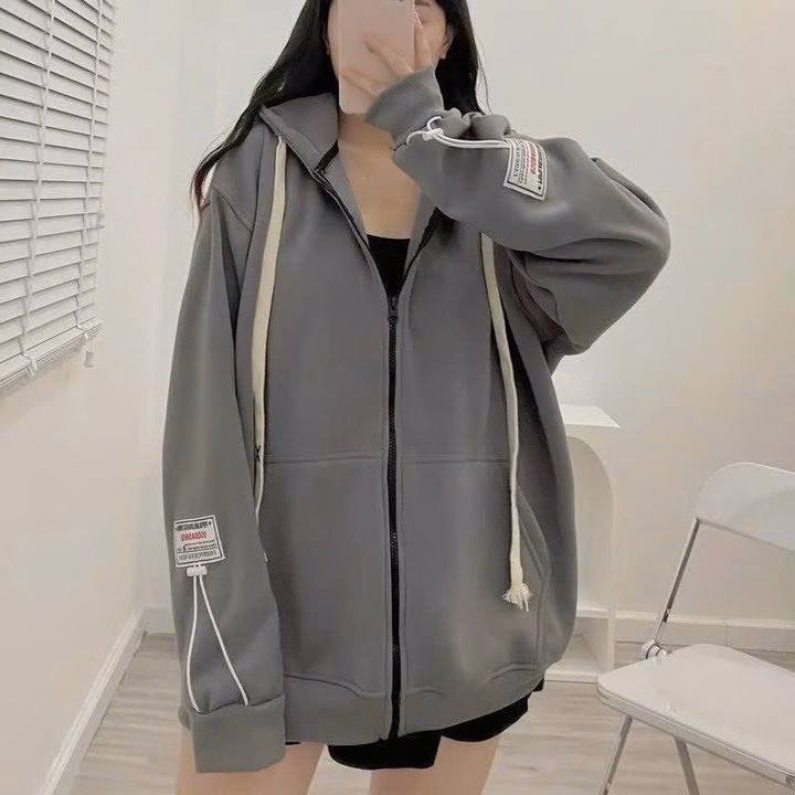 O Khoác Nỉ Unisex Phối Dây Dáng From Rộng Ug72Lk-Sam Freesize - Ảnh 5