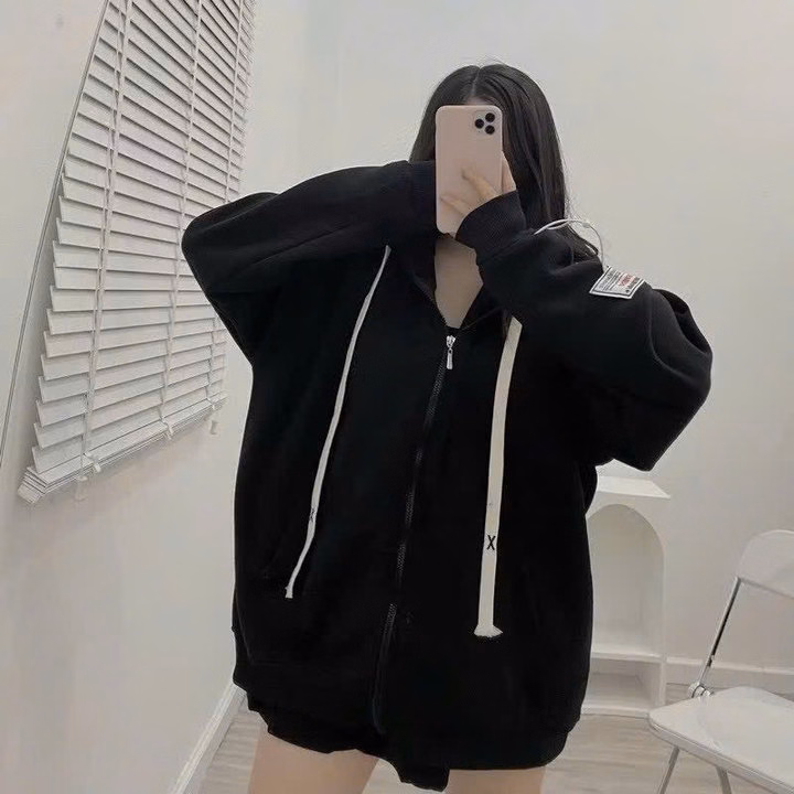 O Khoác Nỉ Unisex Phối Dây Dáng From Rộng Ug72Lk-Sam Freesize - Ảnh 6