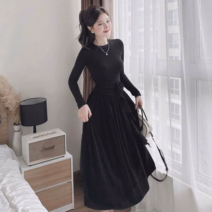 Đầm Tăm Lạnh Form Rộng Dáng Dài Đính Bông Tb85Re- Sam Store - Ảnh 4