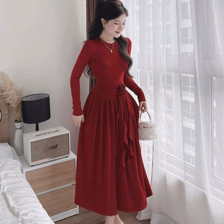 Đầm Tăm Lạnh Form Rộng Dáng Dài Đính Bông Tb85Re- Sam Store - Ảnh 6