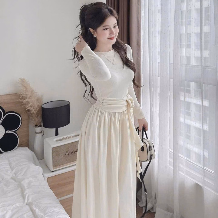 Đầm Tăm Lạnh Form Rộng Dáng Dài Đính Bông Tb85Re- Sam Store - Ảnh 5