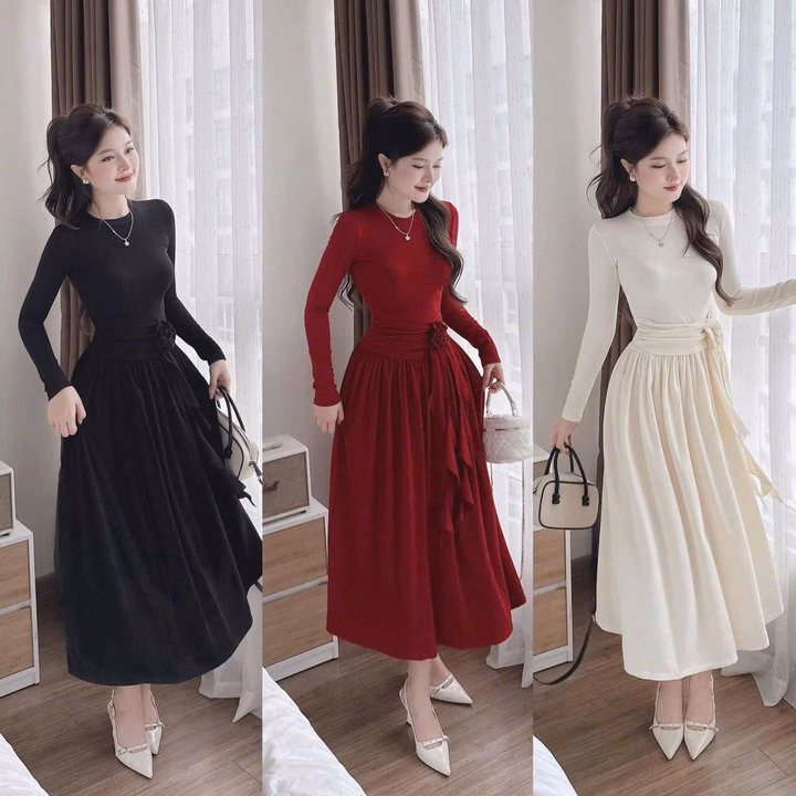 Đầm Tăm Lạnh Form Rộng Dáng Dài Đính Bông Tb85Re- Sam Store - Ảnh 8