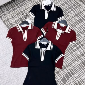 Áo Thun Tăm Cổ Trụ Phối Cổ Viền Trắng Bt45Rd- Nana House