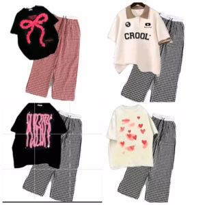 Tổng Hợp Các Sét Bộ Đồ Quần Ống Rộng Kẻ Caro Cạp Trắng Caro Mini Đen+ Mix Áo Phông Form Rộng Tay Lỡ Nam Nữ Unisex