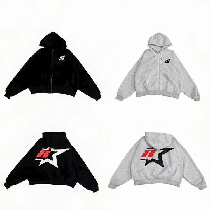 Áo Khoác Nỉ Form Boxy In Nổi Ngôi Sao Số 8 Có Túi Trong Nam Nữ Đều Mặc Được Tp488 - Golden Dream - Ảnh 4