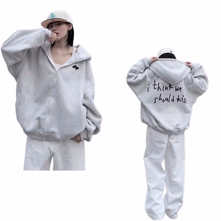 Áo Khoác Nỉ Form Boxy In Nổi Chữ S Tay Phồng Nam Nữ Đều Mặc Được Tp13 - Golden Dream - Ảnh 2