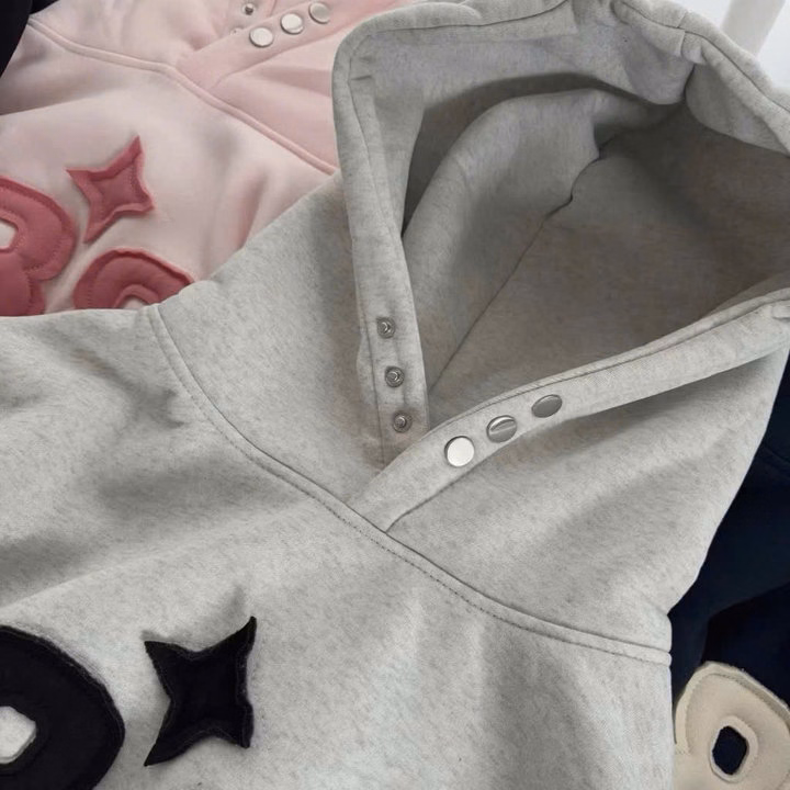 Áo Hoodie Nỉ Form Boxy Thêu Số 88 Phối Cúc Bấm Cổ Unisex Nam Nữ Hot Tp36 - Golden Dream - Ảnh 9