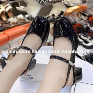 Giày Hậu Mũi Vuông, Gót Vuông, Đế Cao 5Cm, Trẻ Trung Năng Động- Haanh