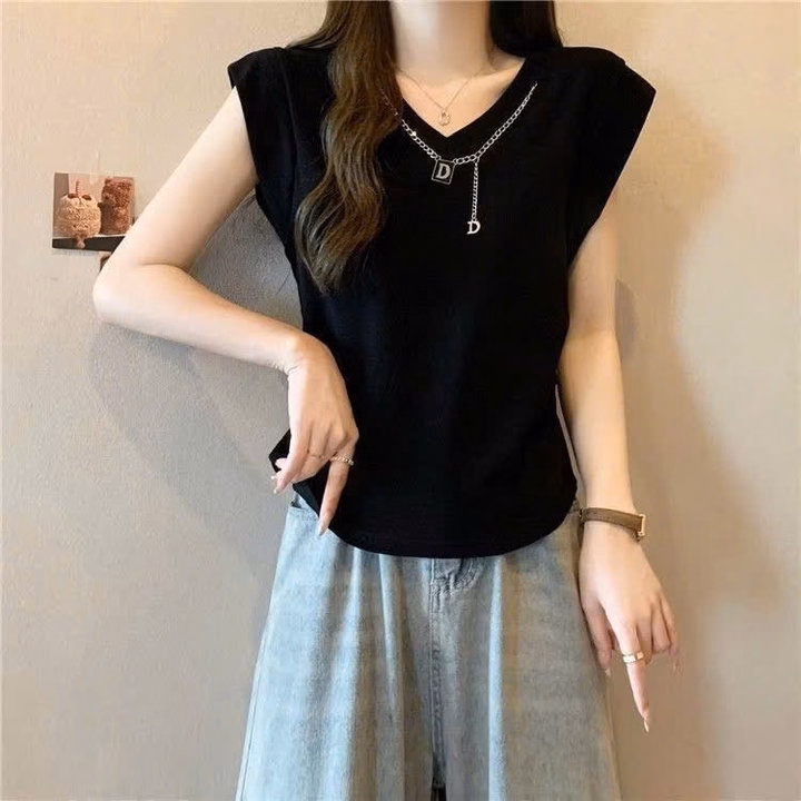 Áo Thun Tay Ngắn Kiểu Cổ Phối Dây Xích Thun Borip Loại 1 Co Giãn - Lê Phương Boutique - Ảnh 4