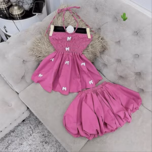 Set Áo Ống Đính Nơ Kèm Quần Bí - Lê Phương Boutique