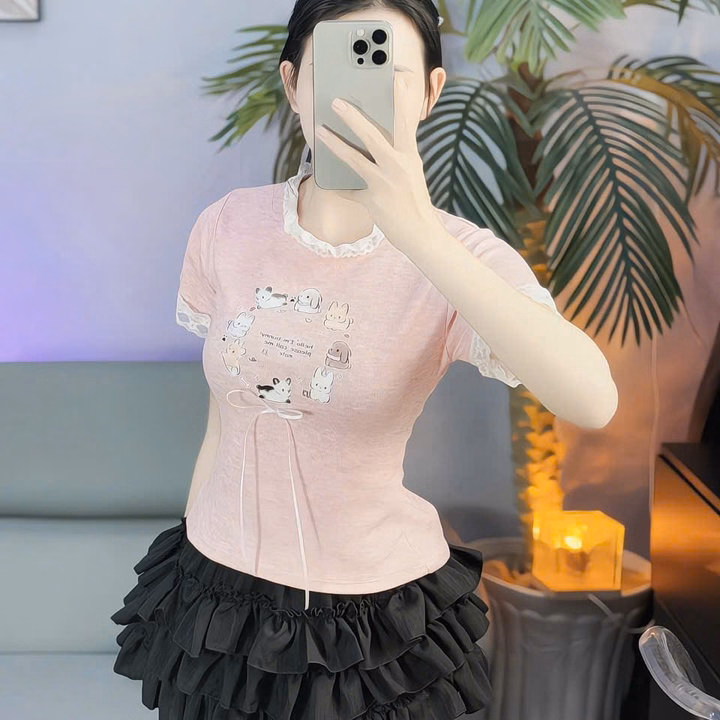 Áo Viền Ren In Hình Cún = Lê Phương Boutique - Ảnh 3