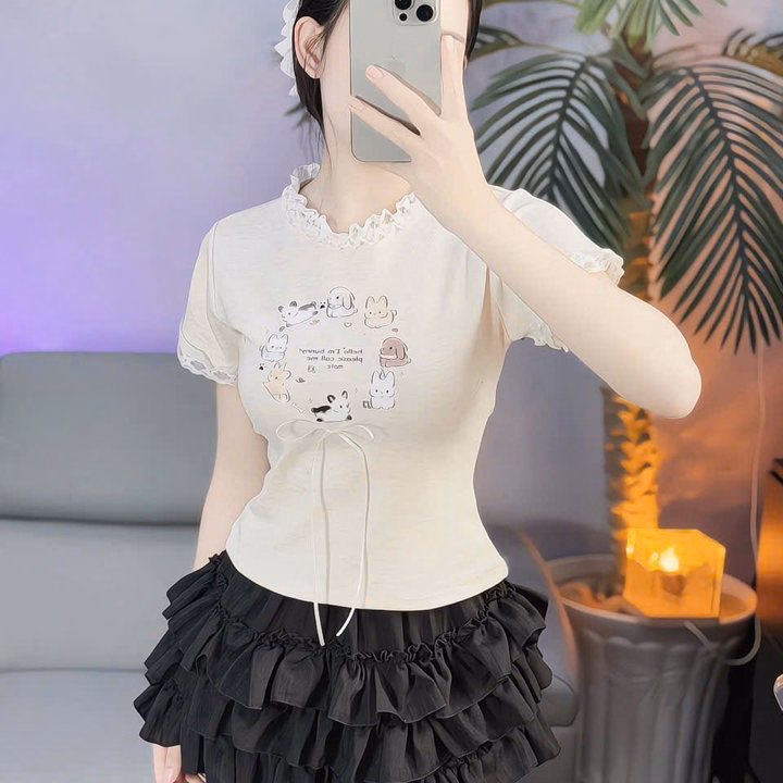 Áo Viền Ren In Hình Cún = Lê Phương Boutique - Ảnh 4