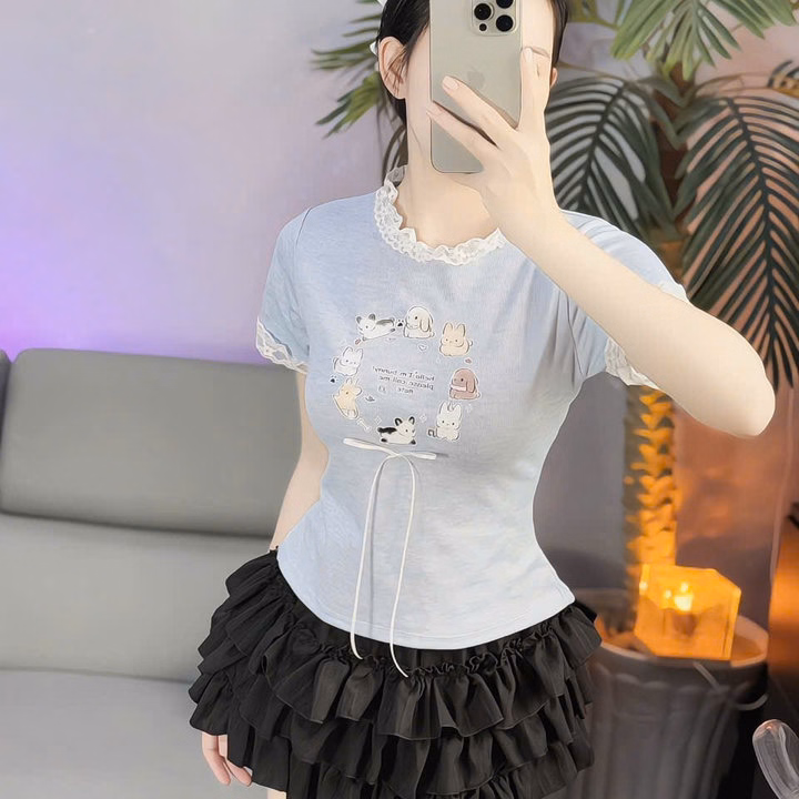 Áo Viền Ren In Hình Cún = Lê Phương Boutique - Ảnh 2