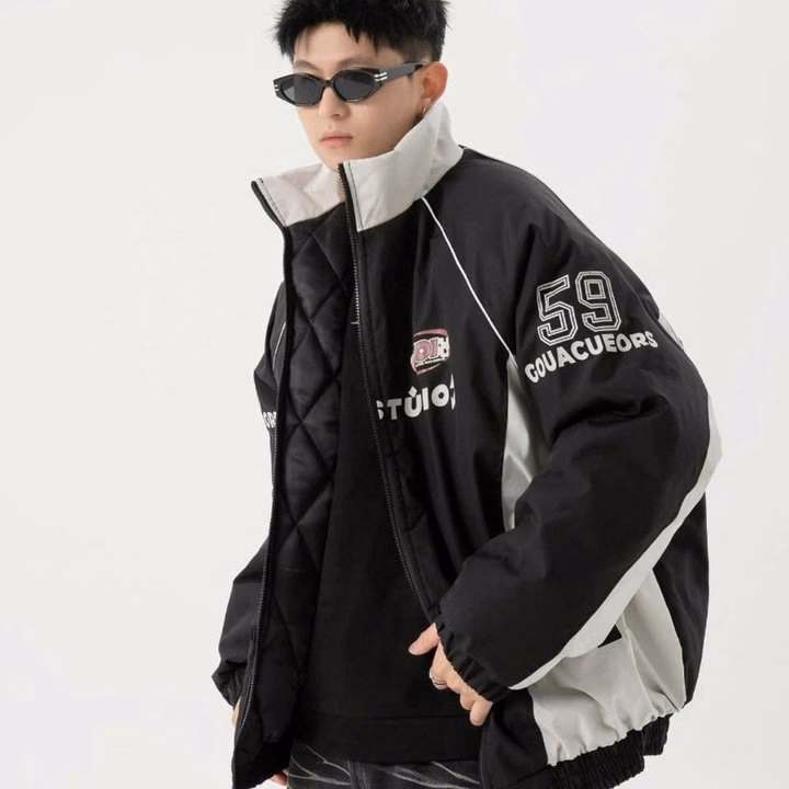 Áo Khoác Dù Cổ Trụ 2 Lớp Unisex Nam Nữ Phối Màu In Số 59 Tay Tp33 - Golden Dream - Ảnh 4