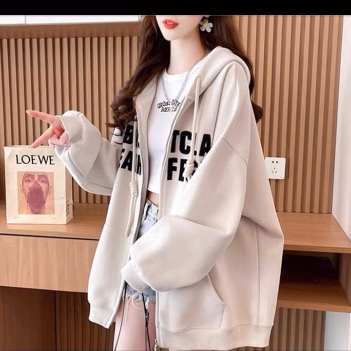 Áo Khoác Nỉ Nữ Form Rộng Thêu Chữ Fest Có Túi 2 Bên Mũ Rộng Ut23 - Phương Store - Ảnh 2