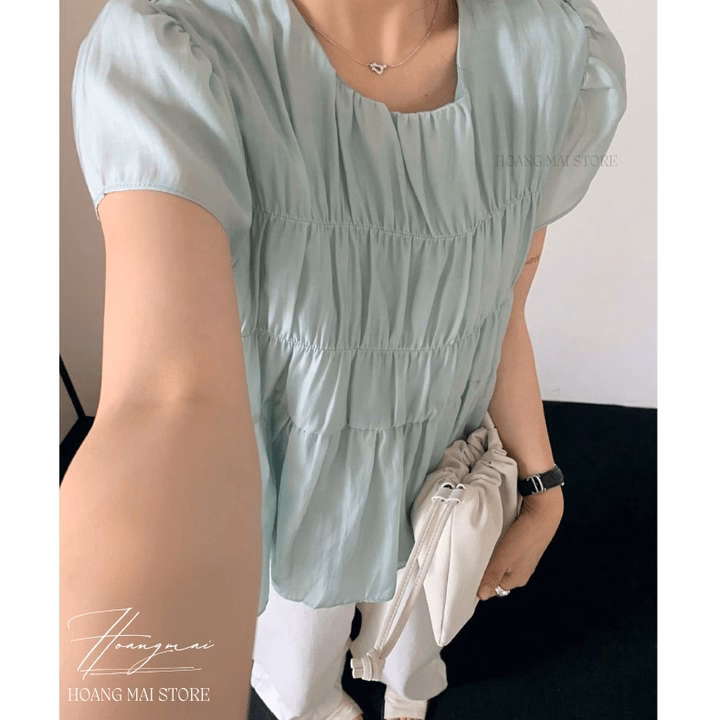 Áo Xô Tay Bồng Nhún Tầng - Hoàng Mai Fashion - Ảnh 2