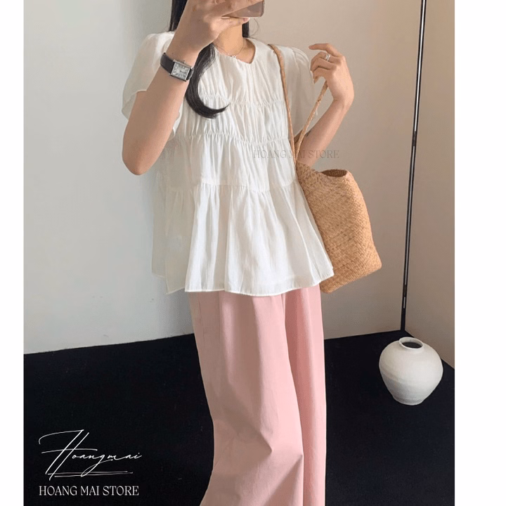 Áo Xô Tay Bồng Nhún Tầng - Hoàng Mai Fashion - Ảnh 4